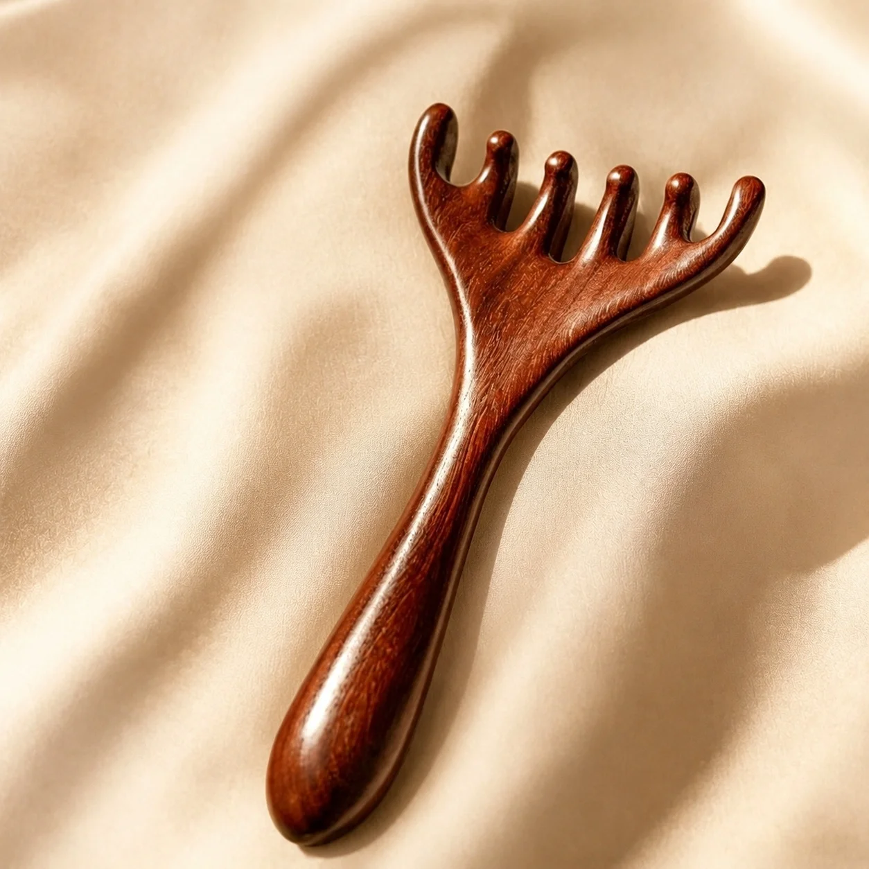 Natural Sandalwood Massage Comb Set Anti-Static Scalp Meridian Massager Acupoint Guasha Tool for Head Neck Relaxation Hair Care 5