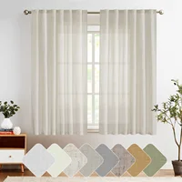 JINCHAN 127*160CM Linen Blend Curtains For Living Room Bedroom Farmhouse Rod Pocket Back Tab Light Filtering Window Drapes 1PCS 2