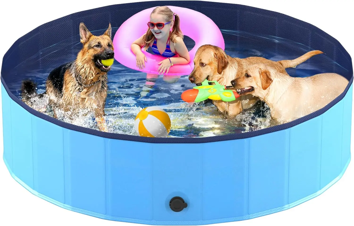 Niubya Foldable Pool, Collapsible Hard Plastic Swimming Pool, Portable Bath Tub for Pets Dogs and Cats, Pet Wading Pool