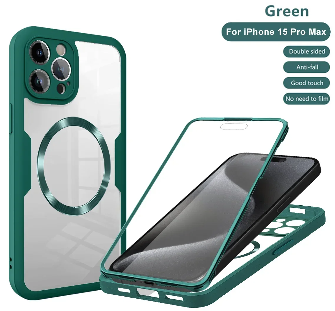 Magnetic 360° Full Body Clear Shockproof Case with Silicone Bumper