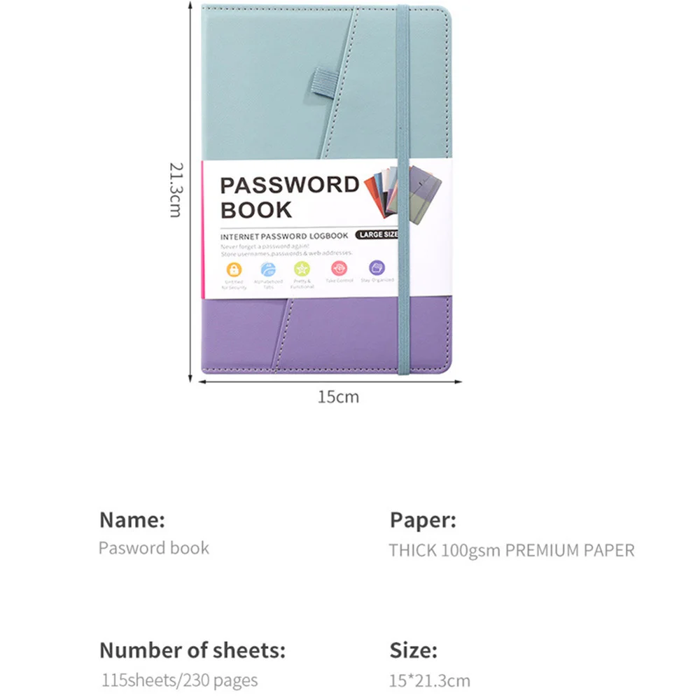 A5 Password Notebook with Alphabetical Labels Password Laptop Organizer for Computer Internet Address Site Logins Office Gifts password book