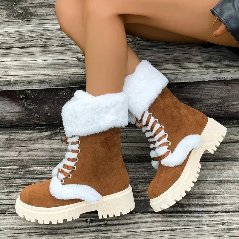 2026 Women Outdoor Durable Cozy Casual Elegant Snow Boots Women Designer Winter Warmth Platform Mid Calf Boots Shoes for Women