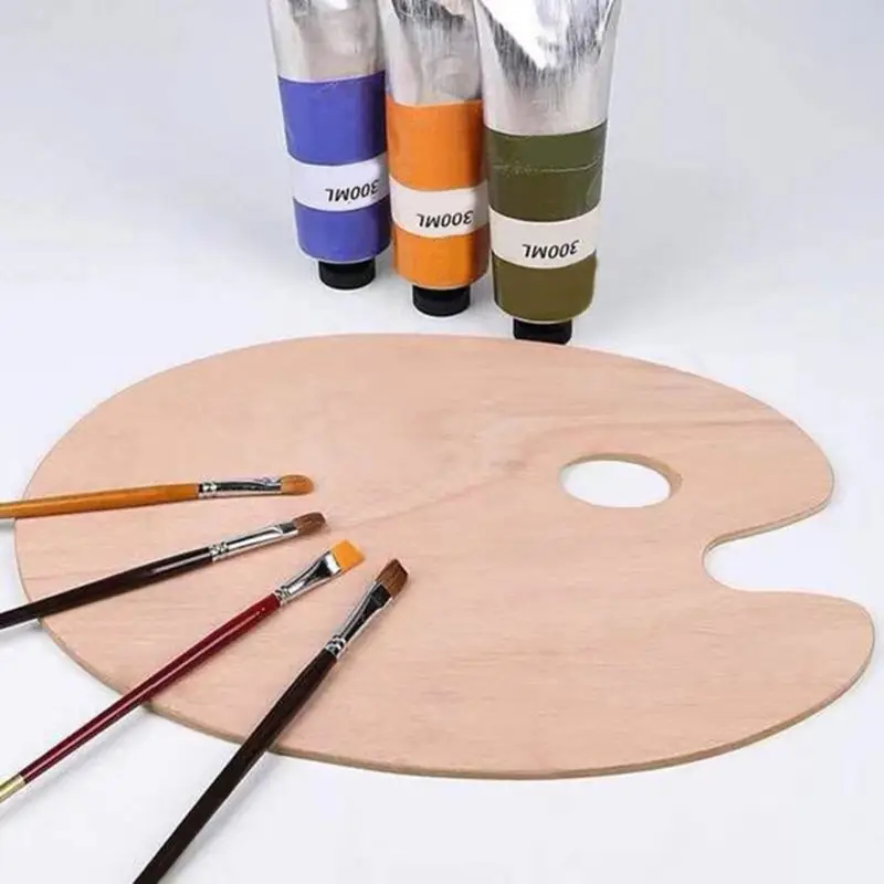 Artist Painting Palette Oval Blank Craft Paint Board With Hole 30cm Wood  Acrylic