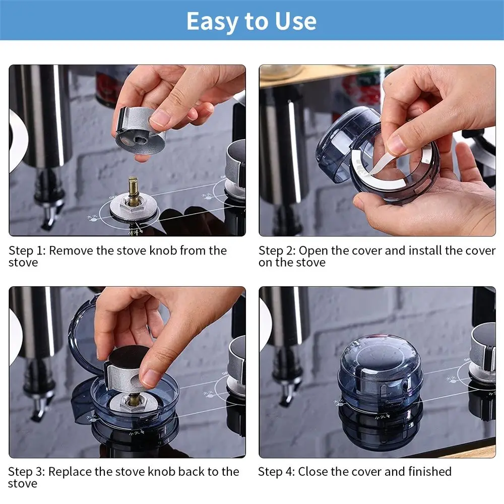 Gas Stove Knob Covers Baby Oven Lock Kitchen Safety Guards Child Proof Knob Covers Stove Top Protector with Self Adhesive Tape