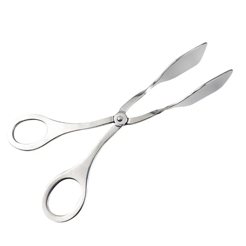 Serving Tongs Stainless Steel Buffet Tongs Mini Bread Clip Food Scissors Shape Salad Steak Clip for Baking Barbecue