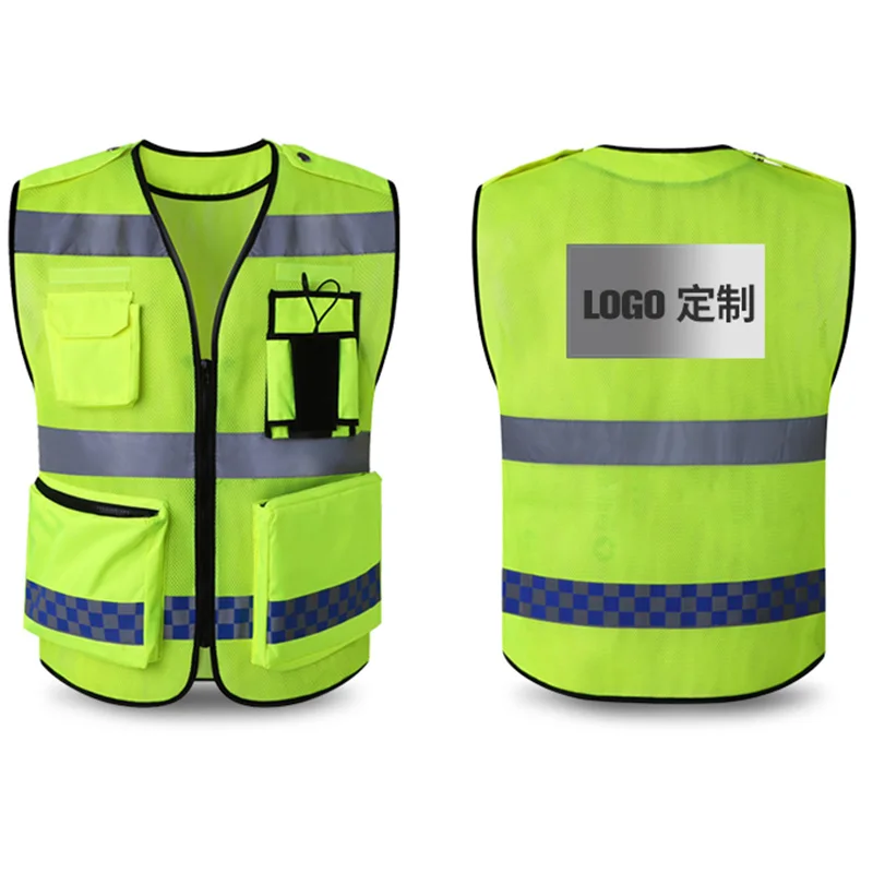 

2022 High Visibility Reflective Safety Vest Safety Clothing Work Reflective Vest Multi Pockets Workwear Safety Waistcoat Men