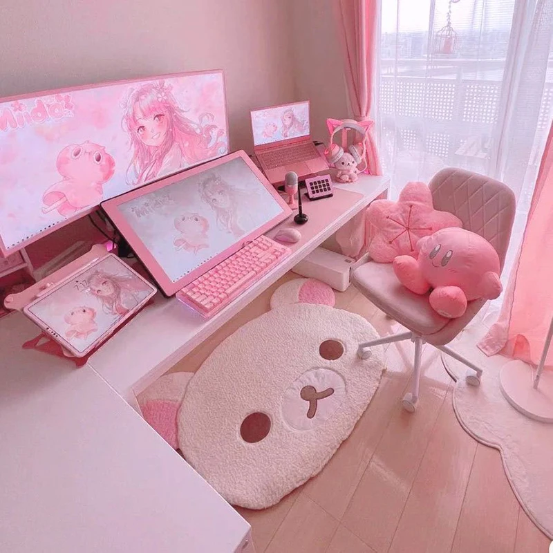 Cartoon Rilakkumas Plush Rug Kawaii Rilakkumas Bear Soft Floor Mat Bedroom Chair Bedside Rug Kitchen Bathroom Doormat Home Decor
