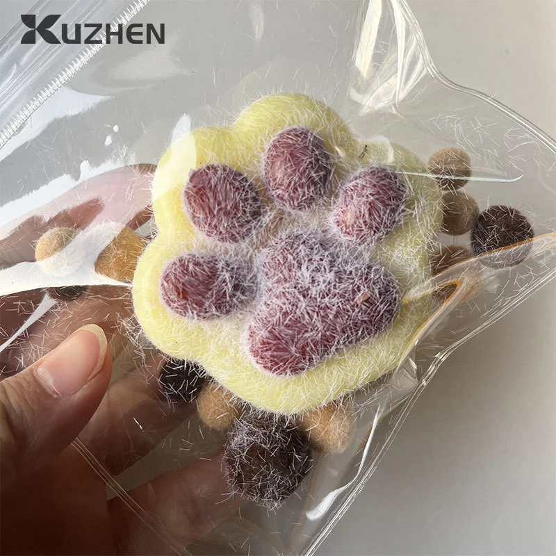 Mochi Taba Cat Paw With Flocking New Fidget Toy Kawaii Plush TPR Cat Paw Soft Relief Relax Toys