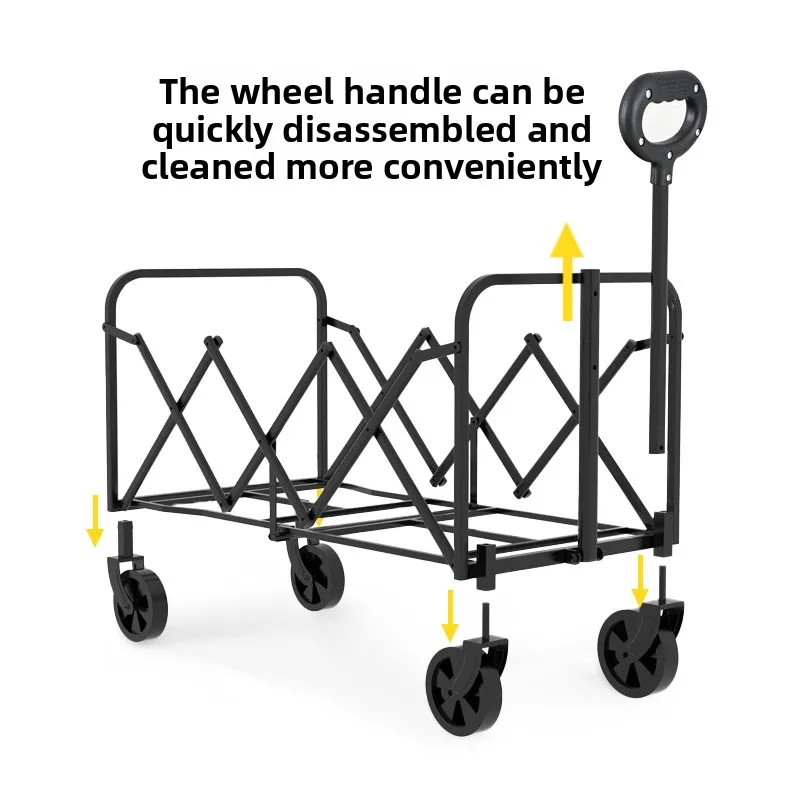 Carrello pieghevole da giardino e campeggio di grande capacità, portatile, smontabile, compatto e leggero, ideale per picnic e campeggio. - immagine 4