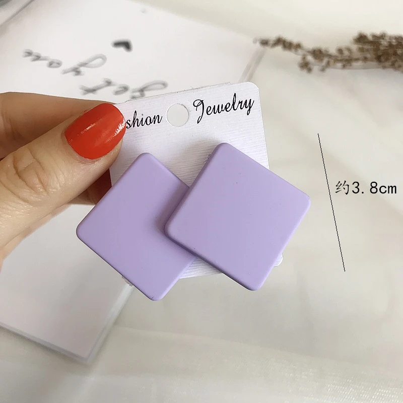S925 Colorful Square Earrings