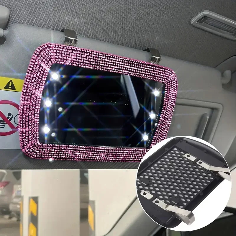 Diamond Crystal Car Visor Decoration Mirror Auto Women Makeup Mirror Sunshade Rear View Cosmetic Bling Car Accessories car sun visor rearview mirror