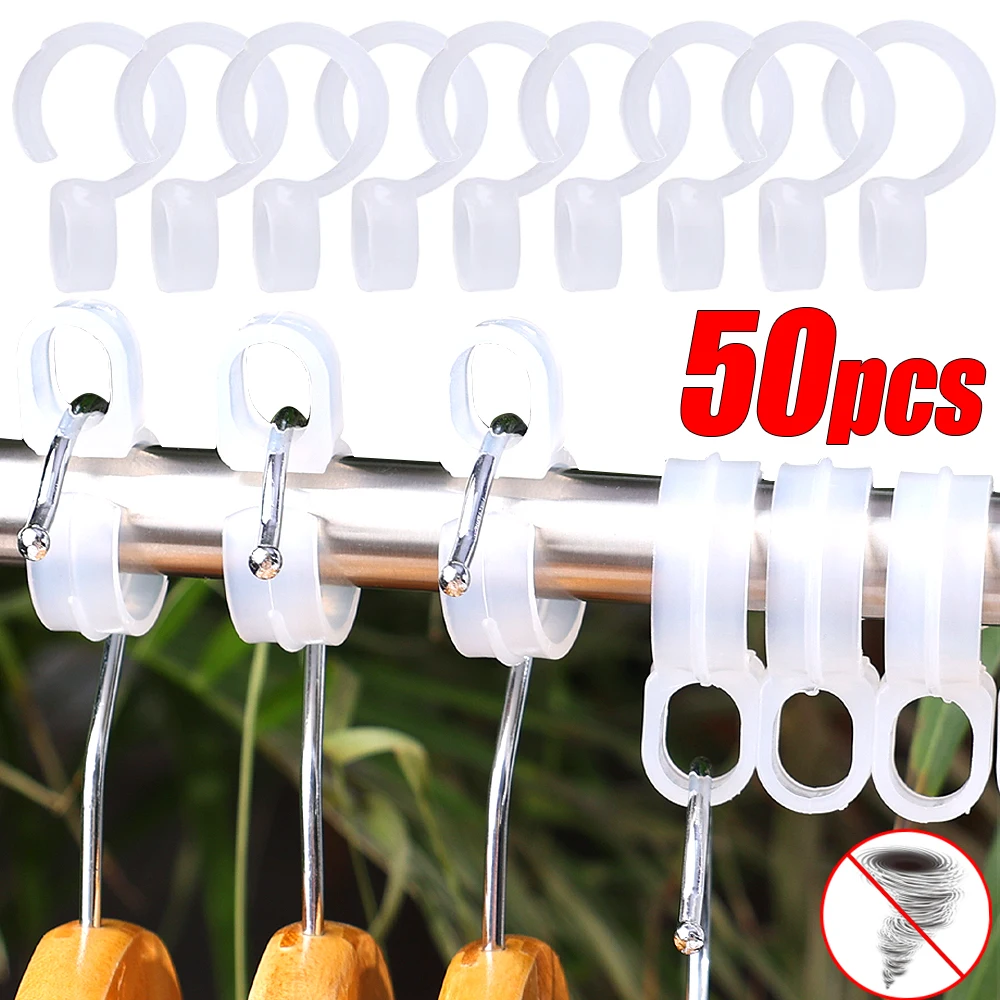 

1-50Pcs Windproof Hook Buckle Plastic Coat Hanger Durable Home Wardrobe Kitchen Bathroom Hook Laundry Supplies Storage Racks