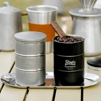 Stainless Steel Coffee Bean Airtight Cans Sealed Cans Outdoor Camping Kitchen Tin Storage Box Coffee Jar Canister Set 370ml 1