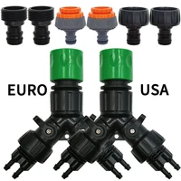 WUJIE Tap Adapter 2-Way 4-Way Splitter Connector EURO USA 3/4'' to 1/4'' Pipe for Garden Watering Hose Drip Irrigation System 1