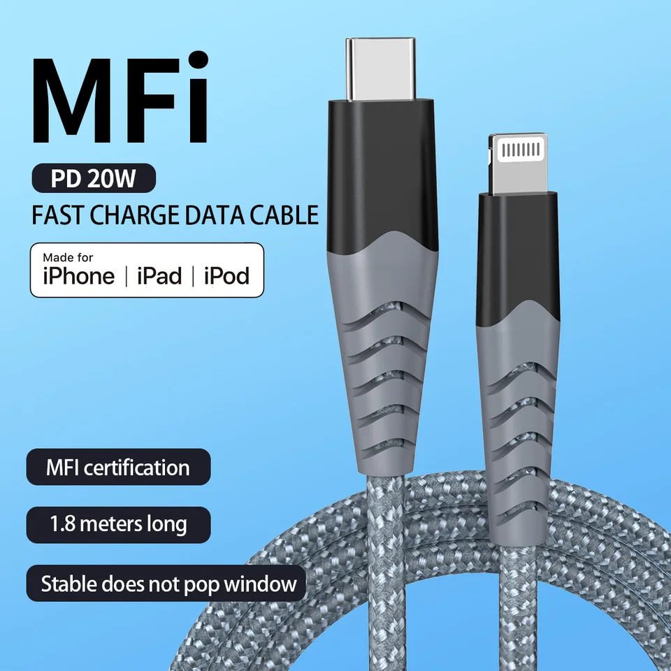 Caricatore IPhone 20W Con Cavi Lightning 1M+2M MFI - Ricarica Rapida PD Per IPhone 14/13/12/11 - Foto 5