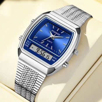 FOXBOX Luxury Quartz Watches Fashion Dual Display Time For Mens Women Outdoor Sports Week Waterproof Digital Wristwatch Relojes