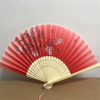 Foldable Silk Hand Fan - Bamboo Halloween Cosplay Prop  Party Decoration