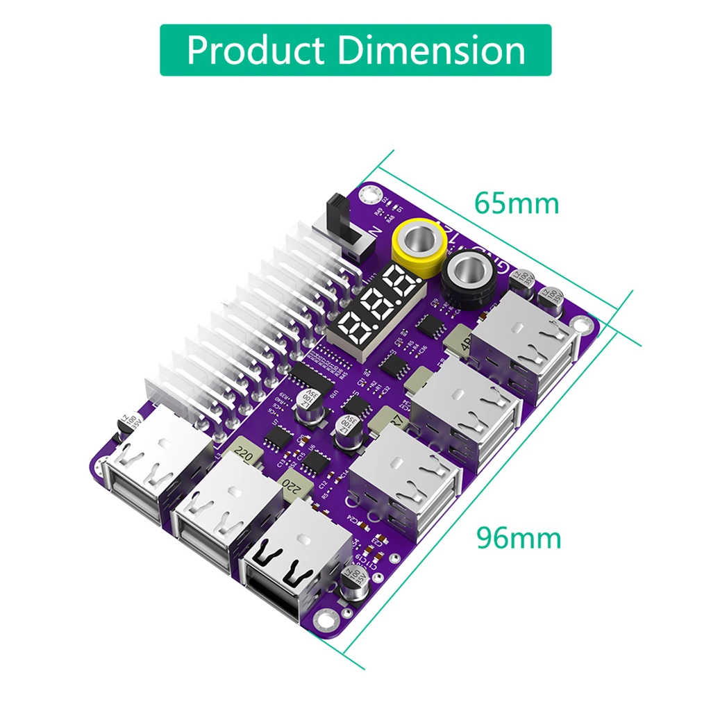 아크릴 케이스 키트가 있는 ATX 24 핀 전원 공급 장치 브레이크아웃 보드, 3 자리 LED 디스플레이, 12 포트 USB 2.0, QC 2.0, 3.0, 12V 출력