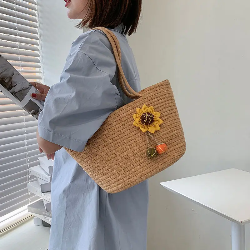 

Large Women Woven Baghandbags Casual Cotton Thread Women Bag Cotton Thread Women Bag Luxury Designer Shoulder Bag Traveling Bag