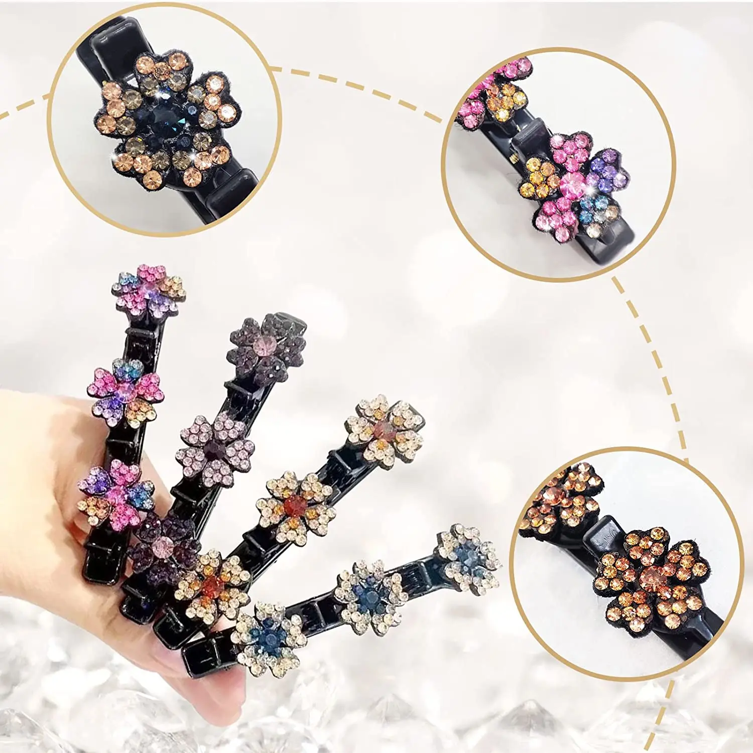 ビーズ装飾付き紫ピンクヘアクリップ Jewel×BIGheart ♡ 地雷 量産型 リボン ヘアクリップ 推し色