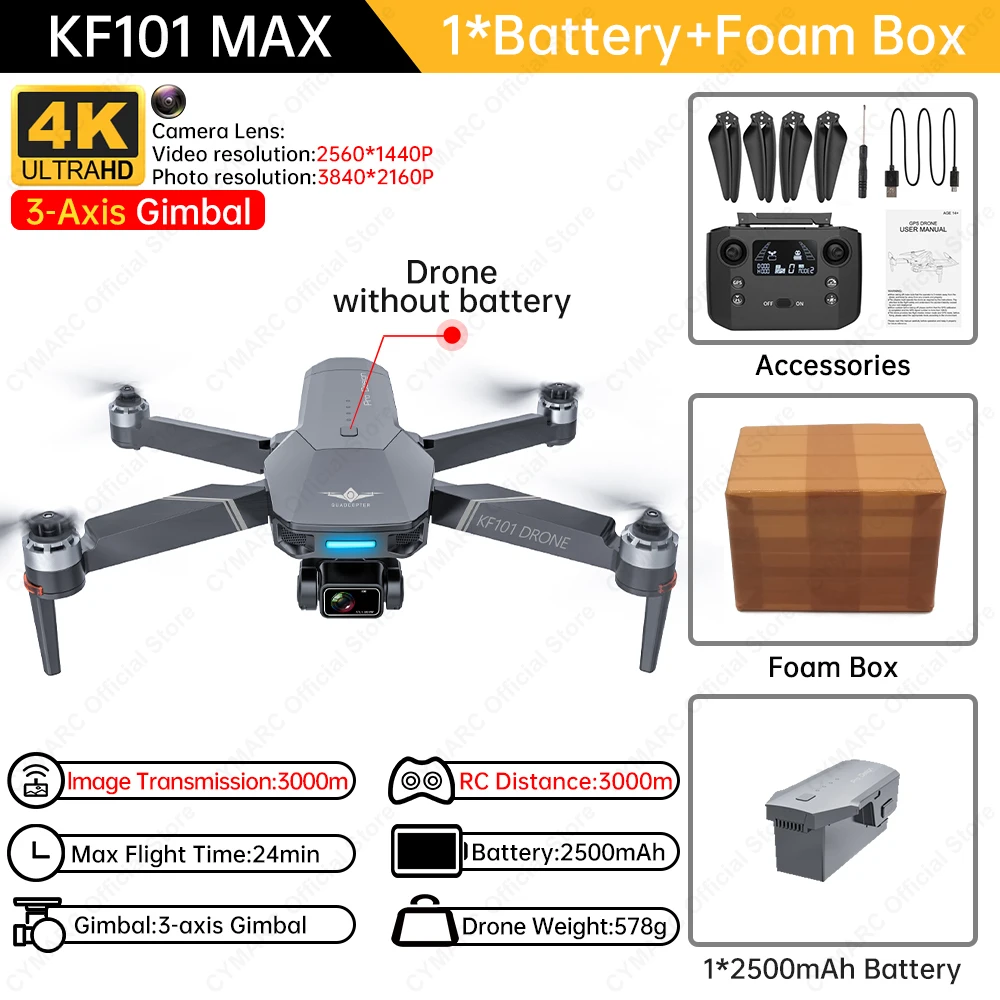 KF101 Max1 Drone 4K Professional 5G Wifi FPV Dron KF101 Max 4K HD Camera 3-Axis Gimbal GPS Drones RC Quadcopter VS SG906 Max2 explorers 4ch remote control quadcopter RC Quadcopter