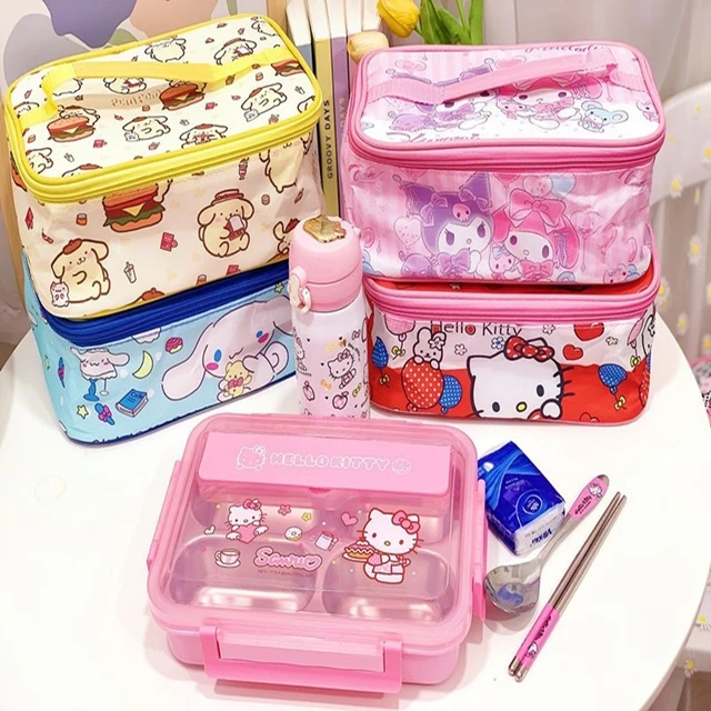 Sanrio kawaii cartoon anime cinnamon rolls black rice my melody lunch bag  cute picnic insulated breakfast