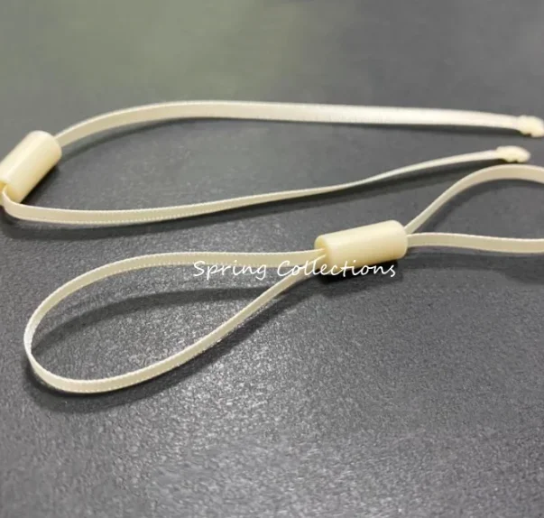 Description Picture 3 of item200pcs Double Plug Ribbon Tag Seal Garment Tags Hang String plastic Snap Lock Pin Loop Fastener Hook Ties Accessories L=25cm