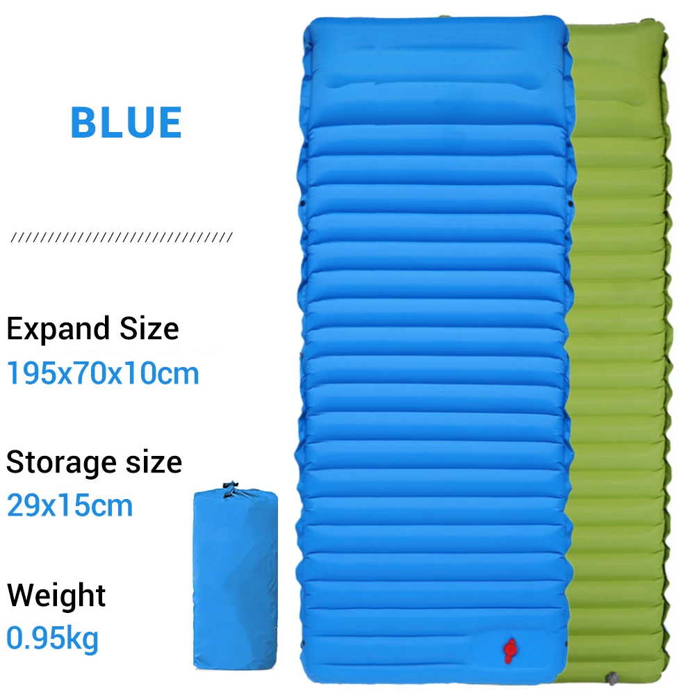 

Self-inflating Camping Air Mattress With Pillow Built-in Pump Ultralight Folding Air Cushion Splicing Sleeping Pad For Camping