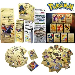 Cartes Pokemon en métal, carte V, PIKACHU, Charizard, doré, Vmax, jeu pour enfants, Collection, cadeau de noël, 27 54, 2022 