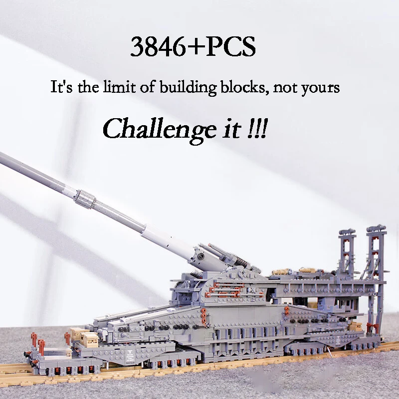 3846pcs Wwii Germany Heavy Artillery Schwerer Gustav Train Gun Military  Model Building Block Educational Bricks Toy - Blocks - AliExpress