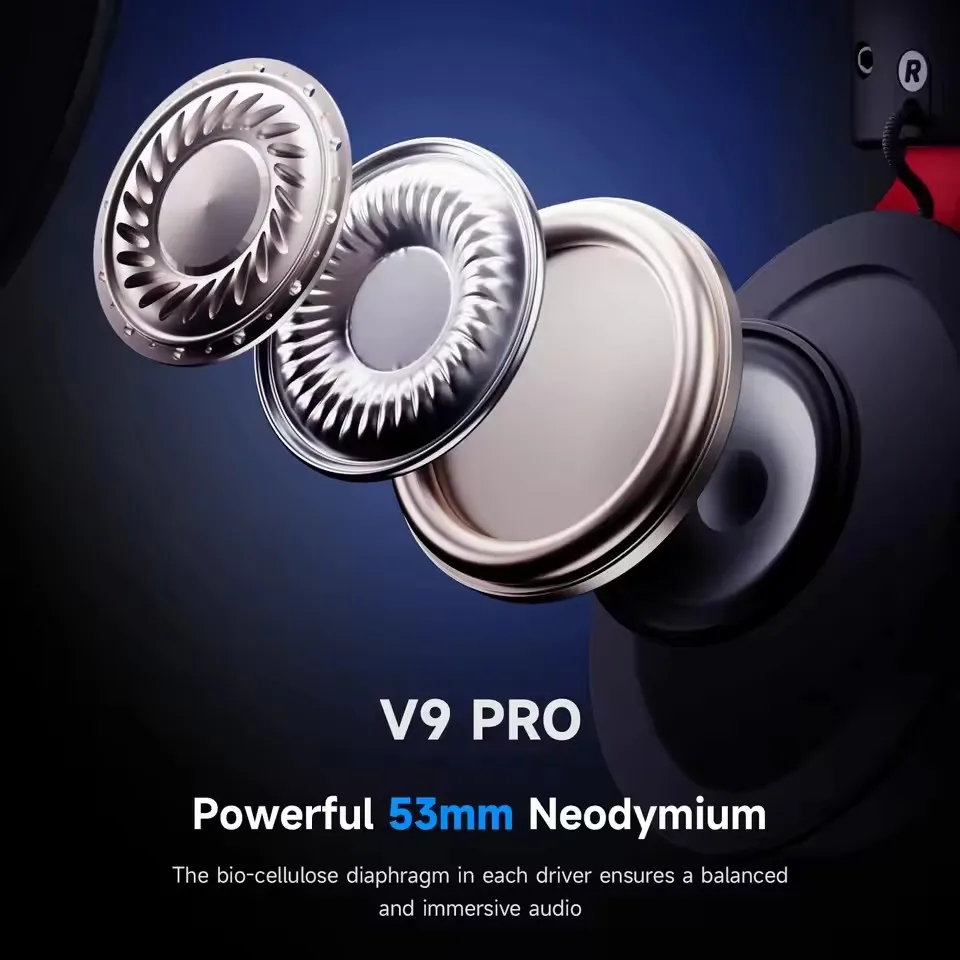 MCHOSE V9 Pro Wireless Gaming Headset AI Noise Canceling Mic Low Latency Lightweight Surround Sound Tri-Mode E-sport Headphones