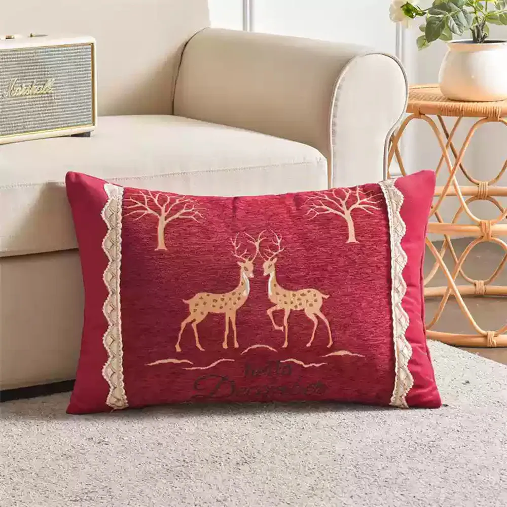 Chenille besticktes rechteckiges Kissen, Schlafkissenbezug, weiches Wohnzimmer, Sofa, Überwurf, Taillenkissen, Schlafzimmer, Bett, dekorativ – Detail 12