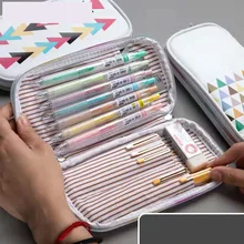 

Creative Pencil Case Canvas Stationery Storage Pen Bag School Gift Organizer for Cosmetic Travel Student School Supplies