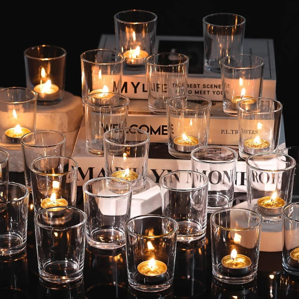 PATIKIL 2 Portacandele In Vetro Marrone Per Tealight - Regalo Per Matrimonio E Centrotavola