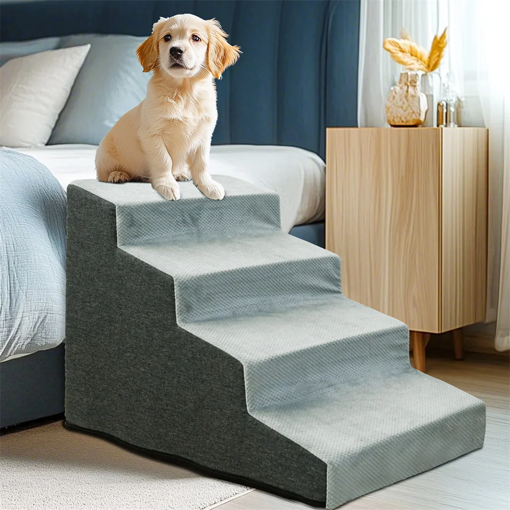 Pet 3/4 Step Stair Dog Cat Ramp Ladder High-Density Foam Sponge Dogs Sofa Removable and Washable Training Pet Ramp Stairs 1
