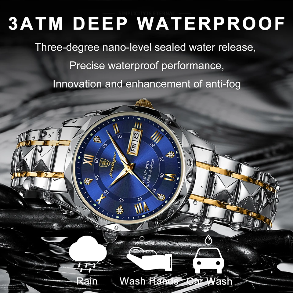 Reloj Resistente al Agua 10 ATM 100m Luminoso Reloj Natación Acero