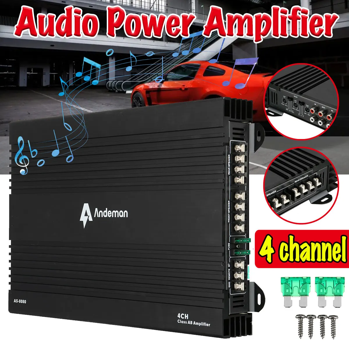 CarHomeAudioPowerAmplifier4ChannelCarDigitalAmpliferCarAudio