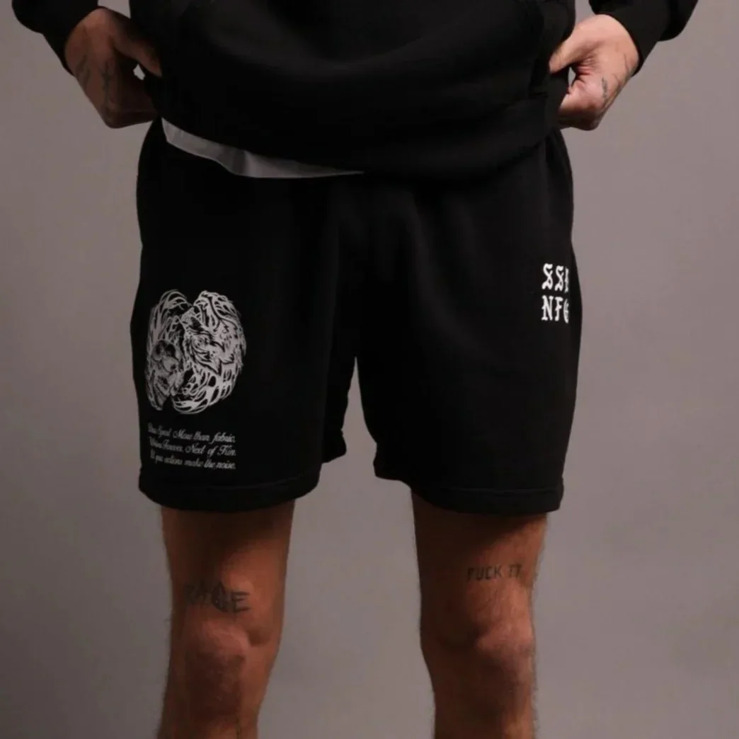 American Style Casual Cotton Loop Men's Summer Shorts Five-Quarter Loose Fit Knee-Length Skateboarding Sportswear