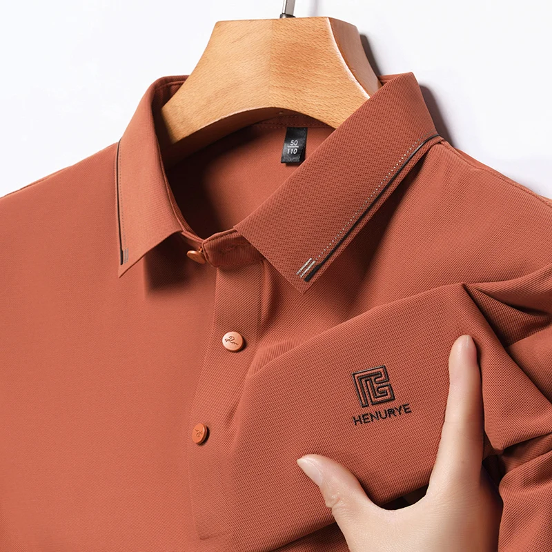 

Мужская летняя рубашка-поло 2024, роскошная модная дышащая Повседневная Деловая футболка из вискозы с короткими рукавами