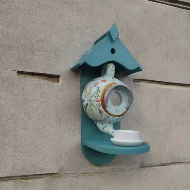 Home Garden Pet Products Green Teapot Bird House and Feeder Courtyard Decoration Bird Supplies Farm Decoration Accessories 2