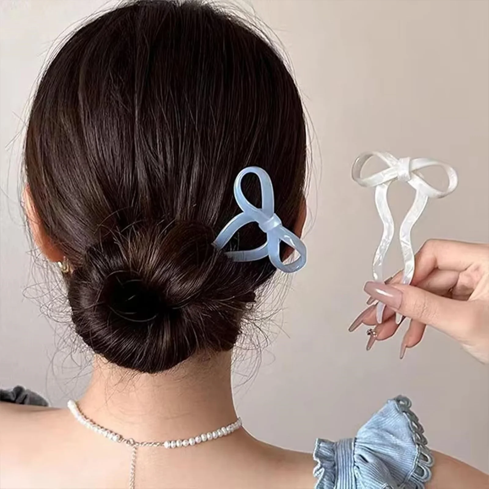 1PC Colorful Bow - Design Hair Pins, 6 - Pack U - Shaped Hair Accessories, Perfect for Women's Fashionable Updo Looks