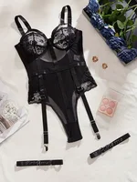 Ensemble de lingerie sexy pour femme, soutien-gorge et tongs à armatures, costume de batterie, sous-vêtements pour dames, jarretière, intimes, 2024 2