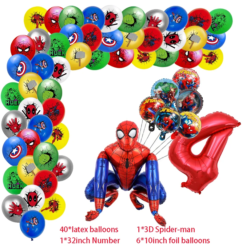 thumbnail image 1 of Decoración para fiesta de cumpleaños de superhéroes Globo de Los Vengadores Spiderman Iron Man Hulk Suministros para fiesta Vajilla Banner Telón de fondo, 1 of 5
