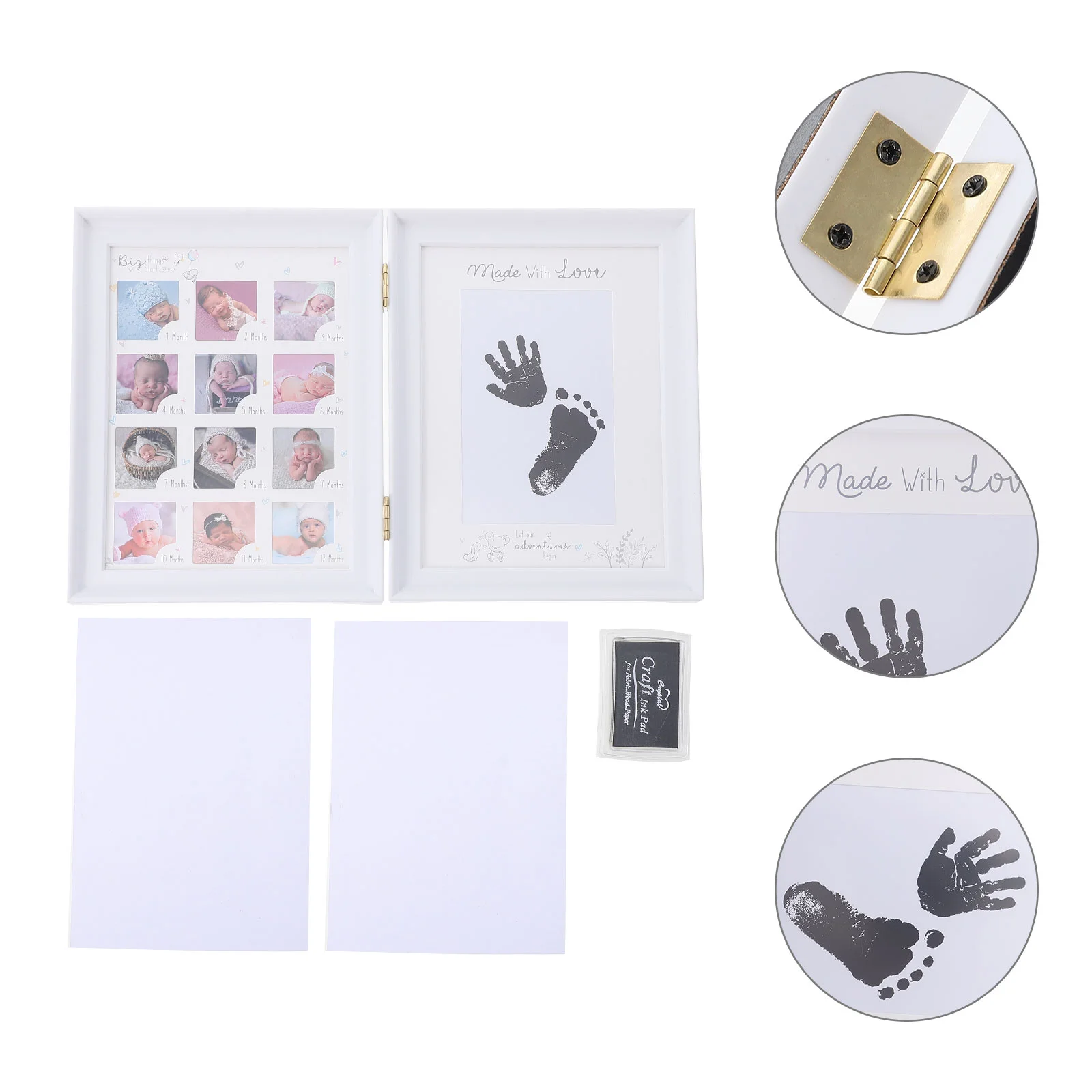 

Ink Pad Photo Frame Set Table Ornament Baby Growth Holder up Newborn Handprint Desktop Pictures