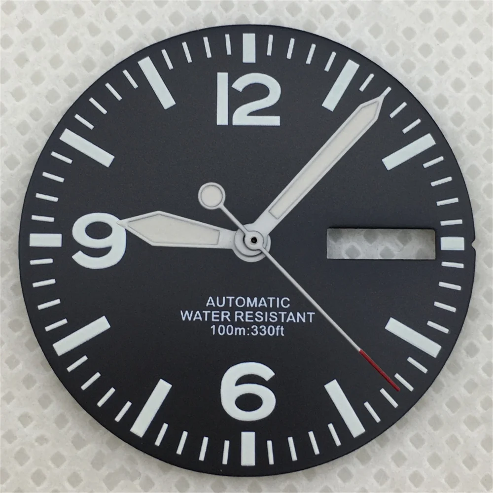 29mm Black and White Full Luminous Dial with Green Luminescence