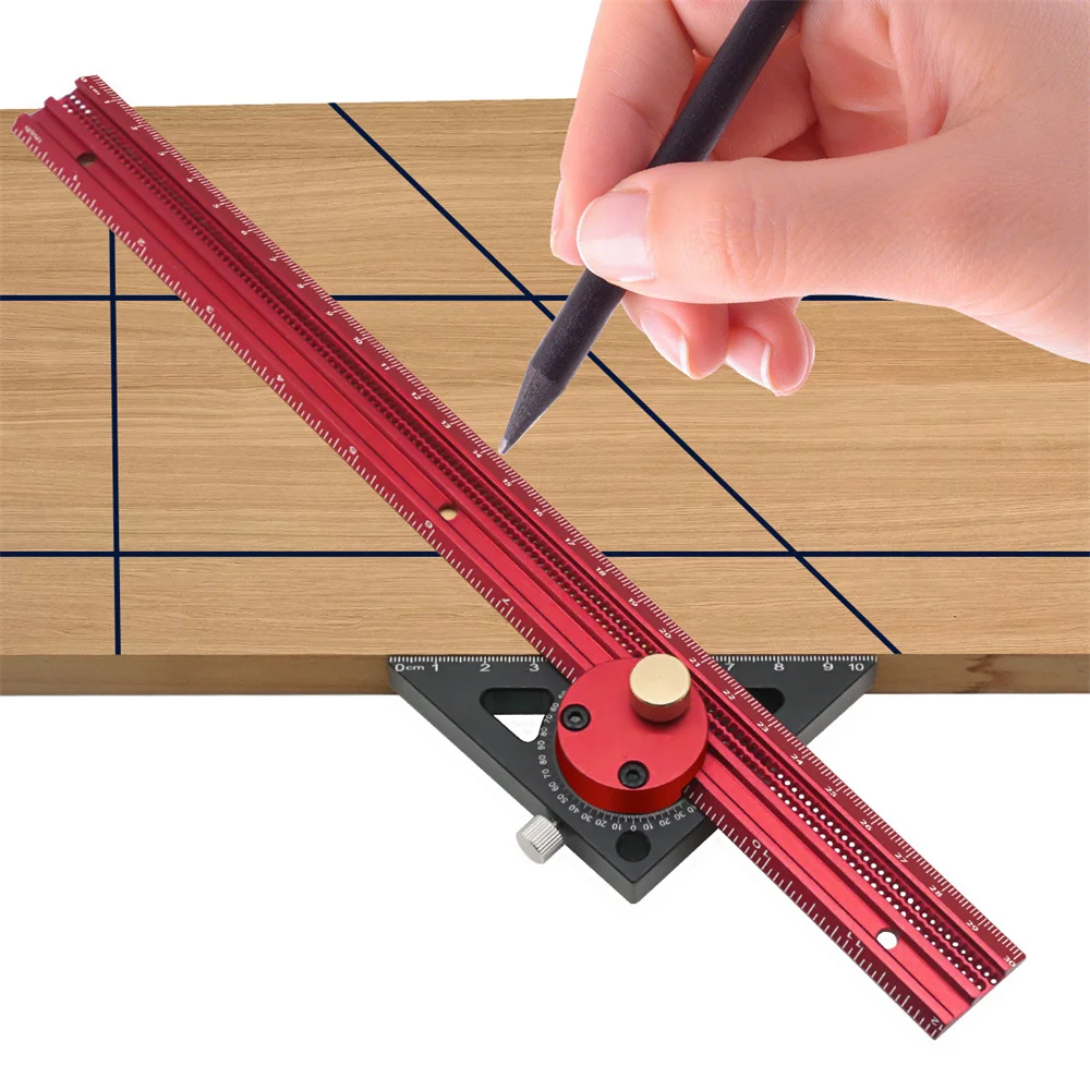 

Carpenty Precision Scribe Ruler Carpenty Aluminum T-Type Line Drawing Hole Ruler Woodworking Square Layout Marking Gauge