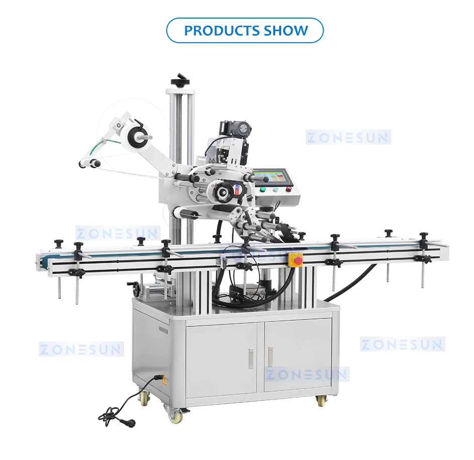 ZONESUN ZS-TB150P2 Automatic Self-adhesive Sticker Flat Surface Labeling Machine with 45cm wide conveyor