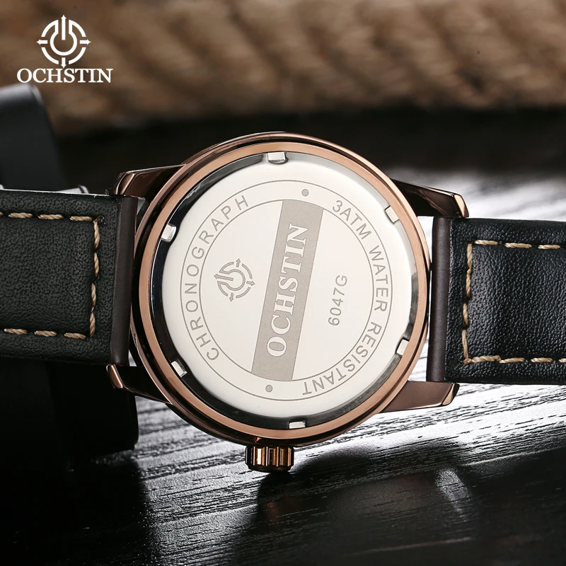 OCHSTIN Mens Pilot Watch Analog Quartz Date Day Navy Blue Leather NATO Nylon Strap Military Sports Male Clock Gift for Boyfriend