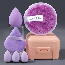 Deluxe Purple Makeup Sponge Set with Storage Case for Versatile Beauty Application (PURPLE)