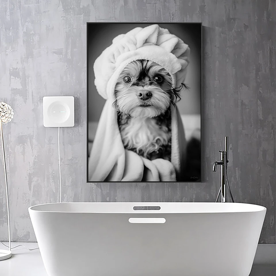 Ensemble Salle De Bain Blanc Porcelaine – Motif Chiens Trop Mignon